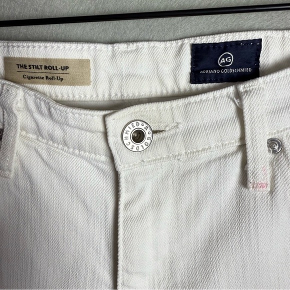 AG Adriano Goldschmied Women's White Jeans The Stilt Roll Up Cigarette Crop 28 - Picture 14 of 16